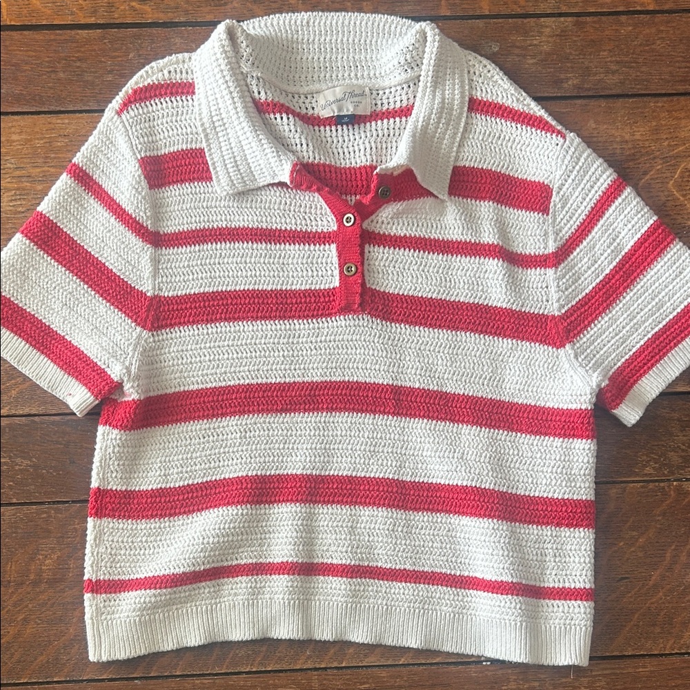 Women’s striped shirt size medium- White & Red